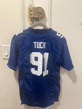 Nike Blue New York Giants Tuck #91 Football Jersey